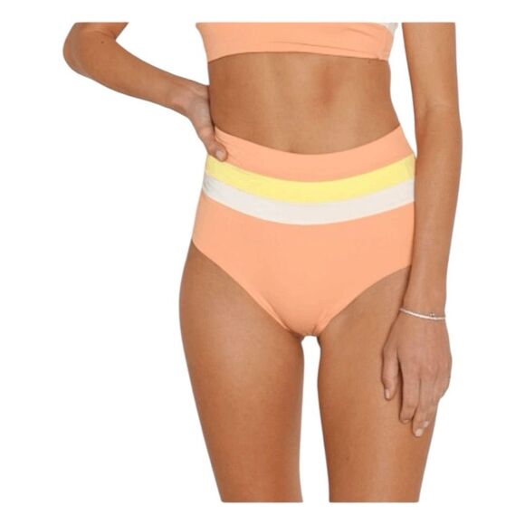 L Space Portia Stripe Bikini Bottom Tangy Lemon Drop Cream S - Picture 1 of 10